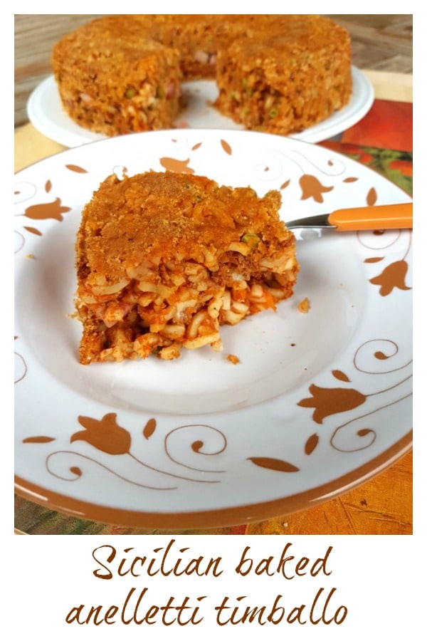 Sicilian baked anelletti timballo