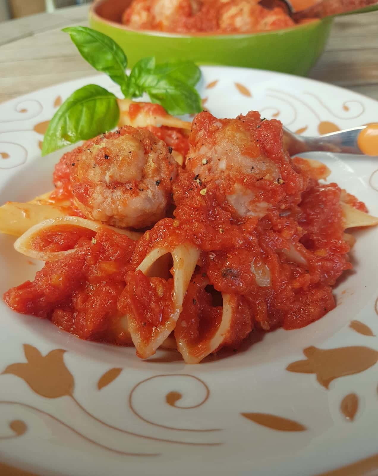 Sicilian fresh tuna meatballs with pasta