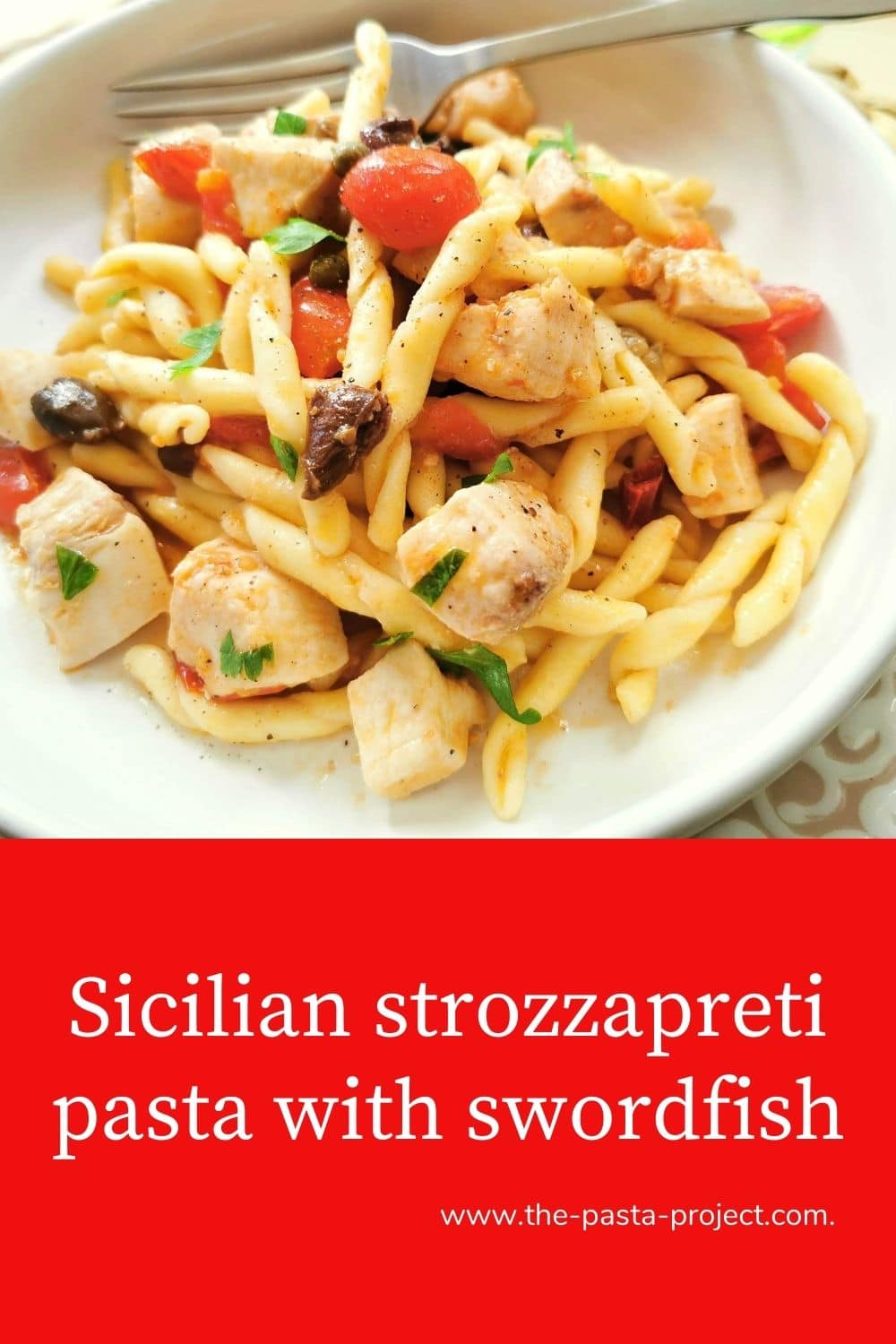 Sicilian strozzapreti with swordfish