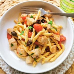 Sicilian strozzapreti with swordfish