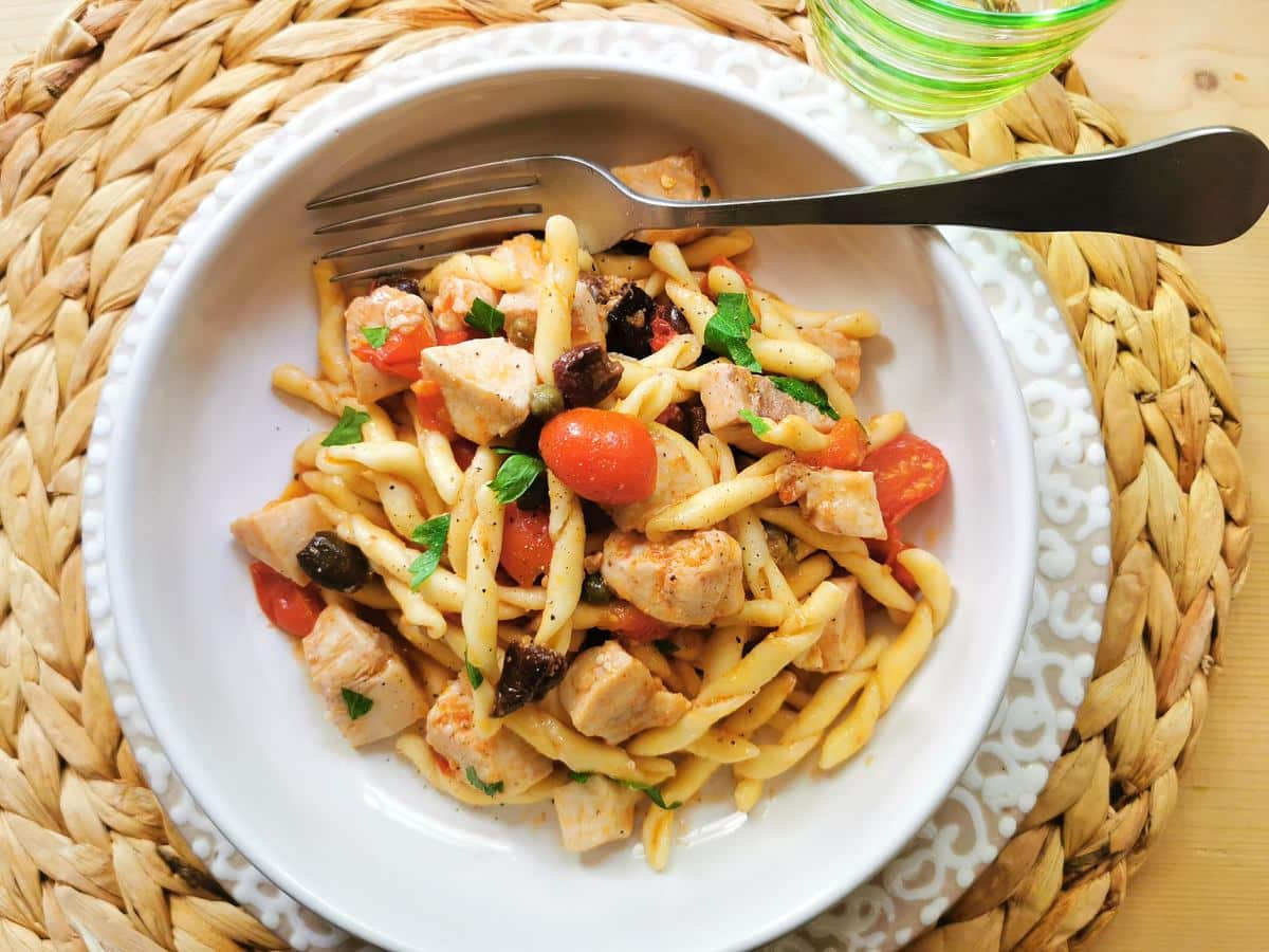 Sicilian strozzapreti with swordfish