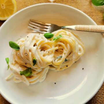 spaghetti al limone with ricotta, basil and lemon