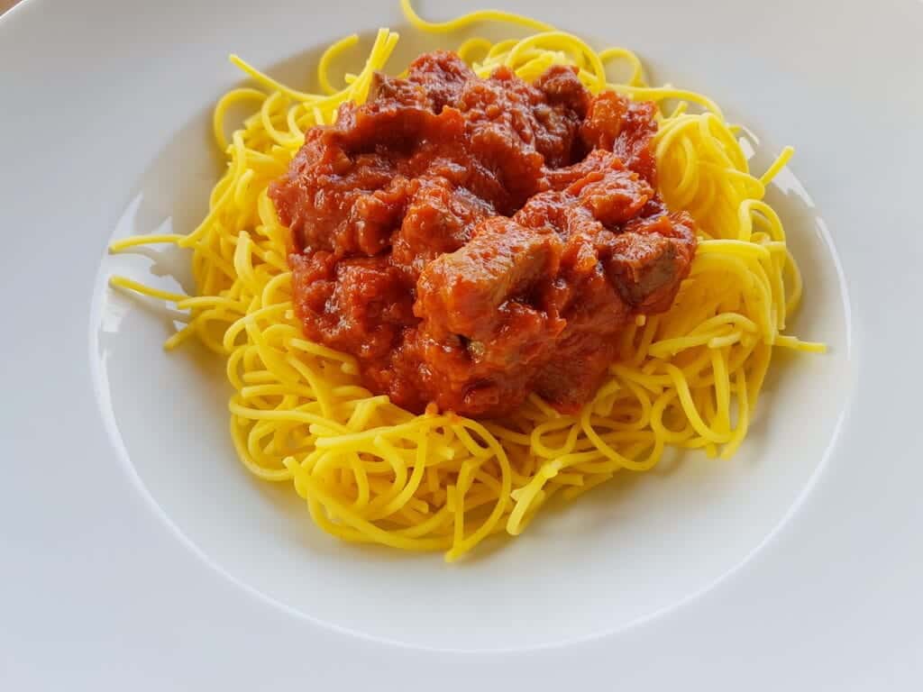 Spaghetti alla chitarra with 4 meat ragu recipe from Abruzzo