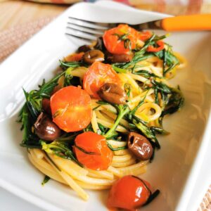 Spaghetti with Agretti (Salsola Soda).