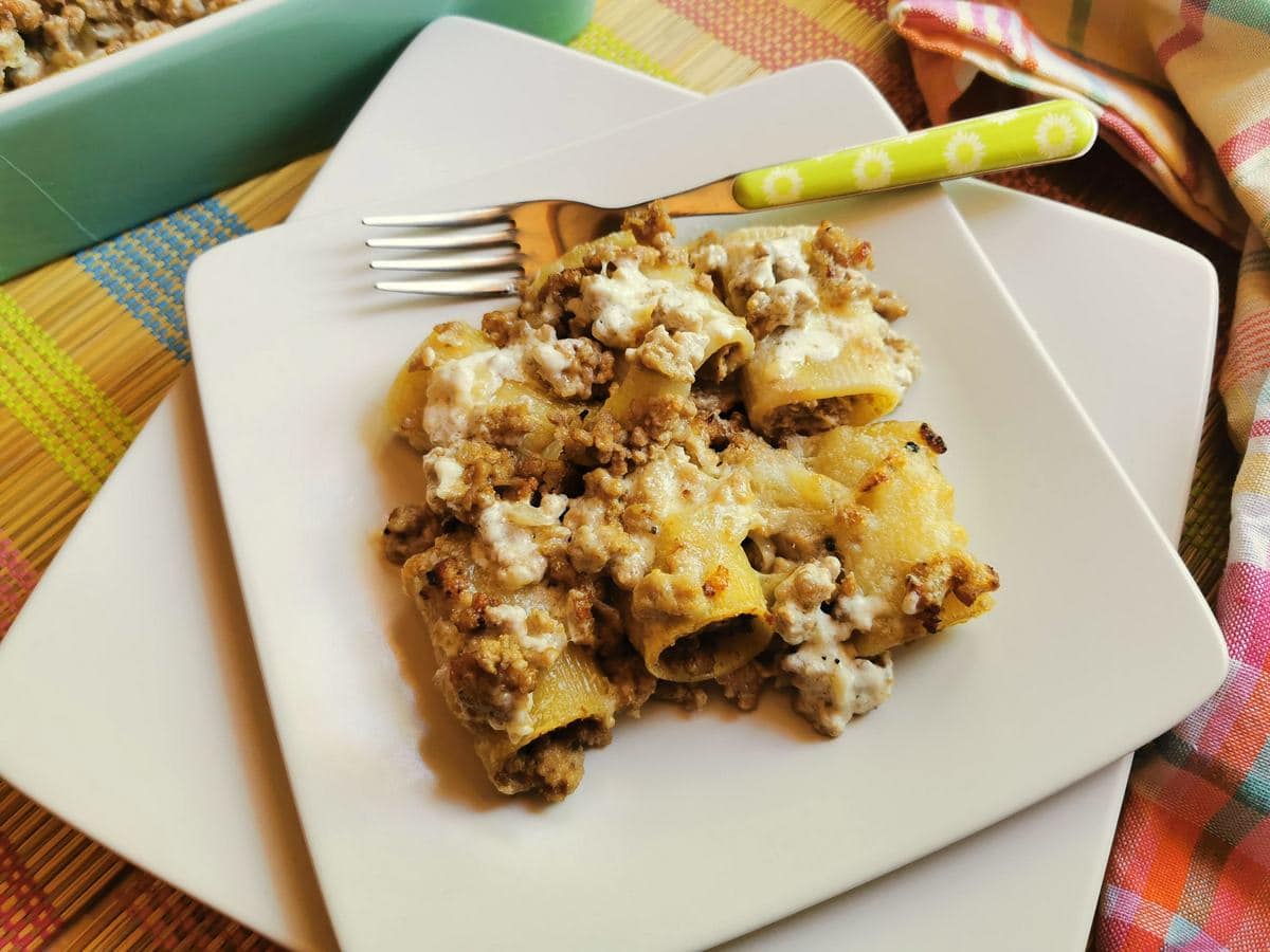 Stuffed paccheri al forno (maccheroni alla pesarese)