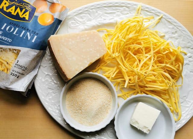ingredients for bassotti on white plate
