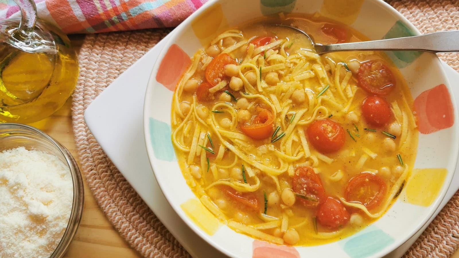 Traditional Tuscan chickpea and pasta soup recipe.