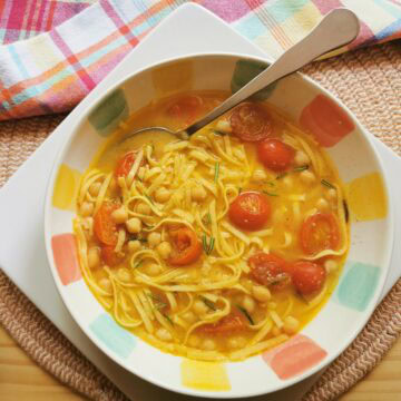 Traditional Tuscan chickpea and pasta soup.