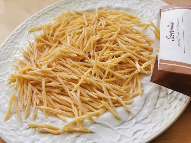 Dried trofie pasta from Pastificio Sorrentino, Gragnano