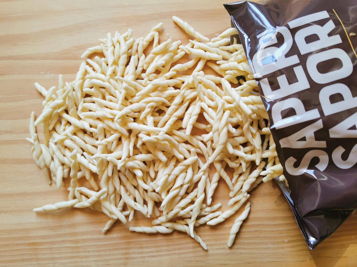 Fresh trofie pasta from Liguria.