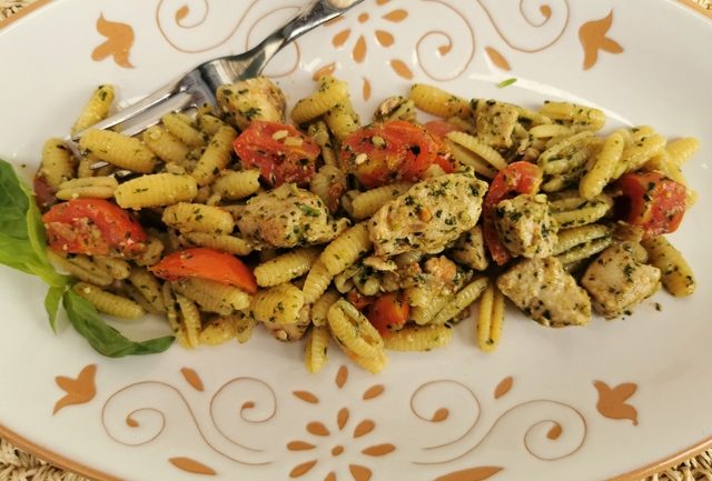 tuna and pesto malloreddus pasta from Sardinia