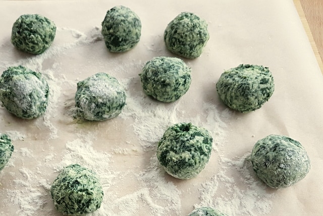 uncooked Tuscan gnudi or malfatti 