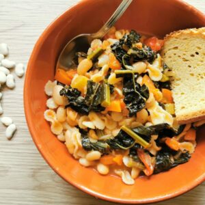 Tuscan kale white bean and pasta soup.