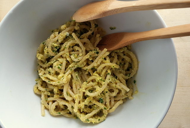 sauce and pasta for Tuscan pici pasta all'etrusca in white bowl