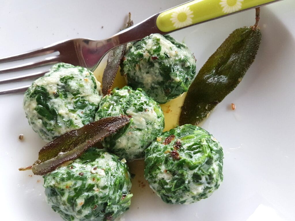 spinach and ricotta gnocchi (gnudi) from Tuscany