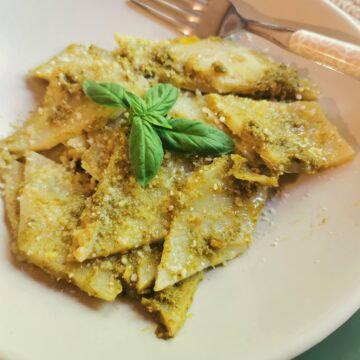 Tuscan testaroli pancake pasta.