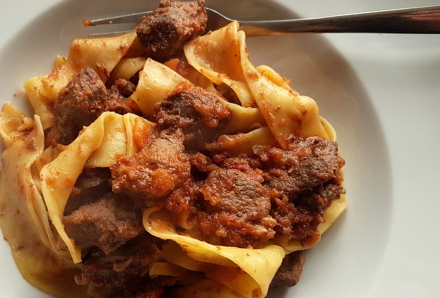 Tuscany wild boar ragu with pappardelle pasta