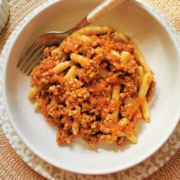 Veal ragu with homemade maccheroni.