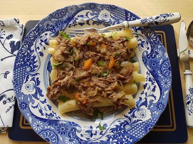 Ziti with Genovese meat sauce