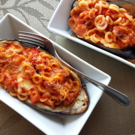 anelletti pasta eggplant boats