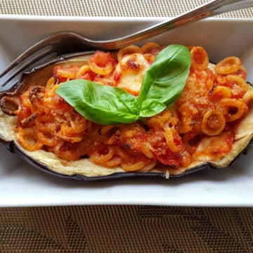 anelletti pasta eggplant boats