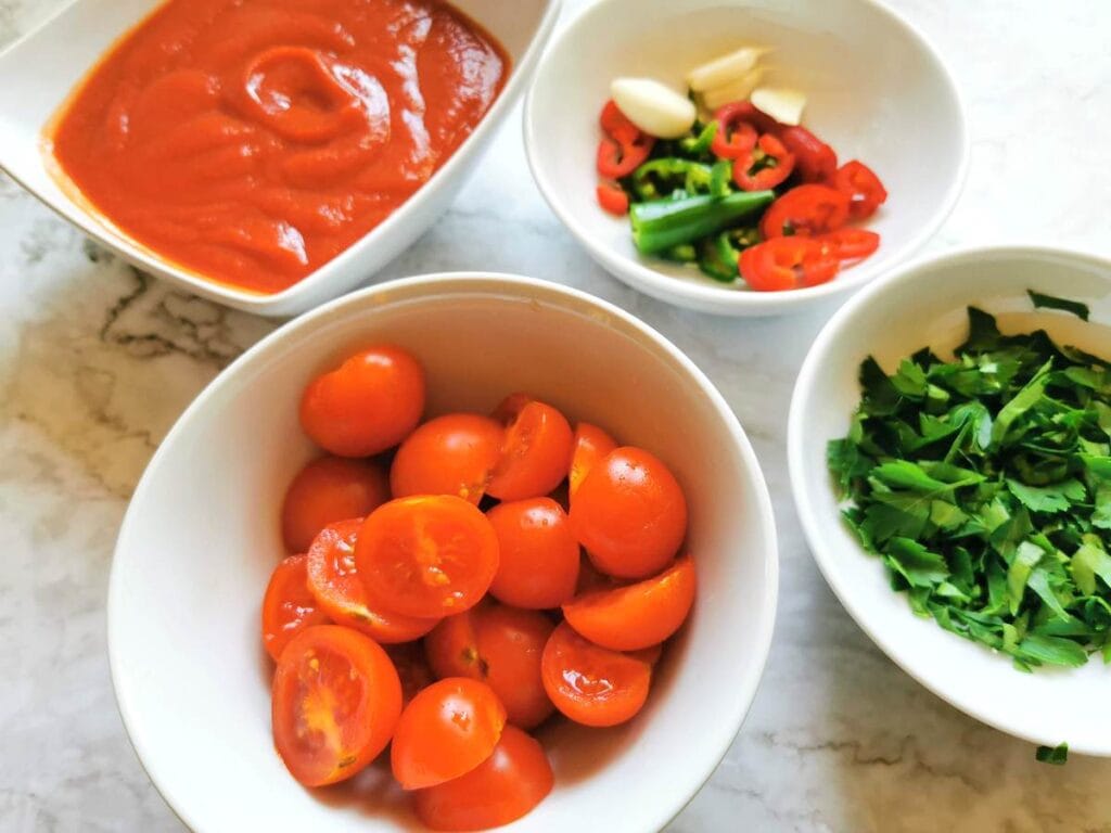 arrabbiata ingredients prepare for cooking