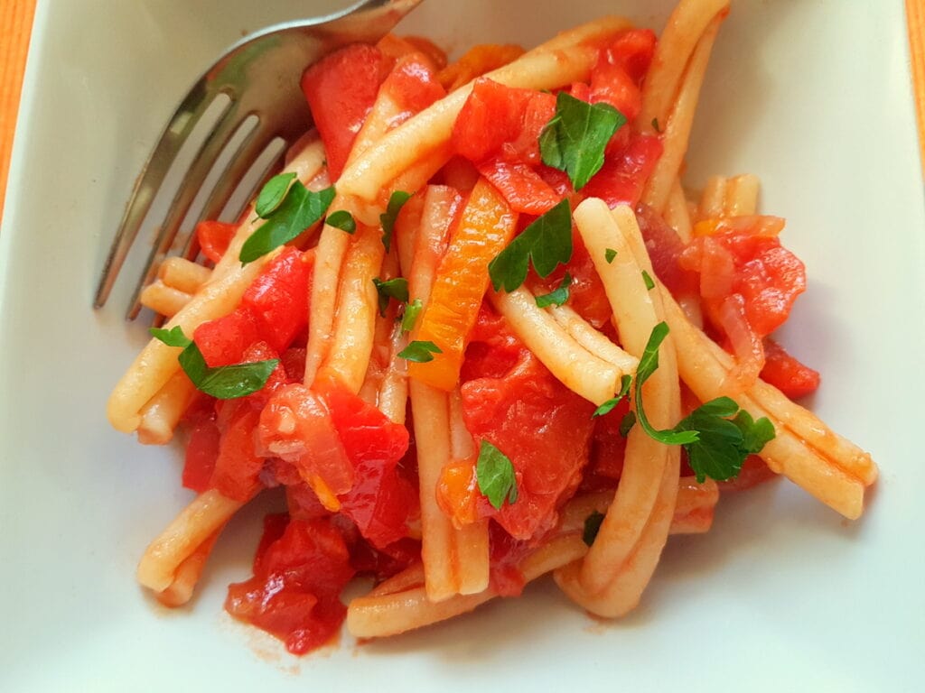 Pasta with peperonata a southern Italian summer pasta recipe