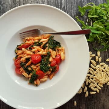 cavatelli pasta with rocket (arugula)