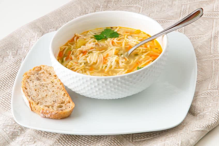 Chicken noodle soup with filini pasta