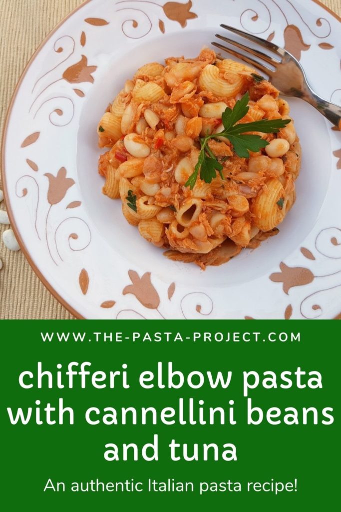 Chifferi elbow pasta with cannellini beans and tuna 