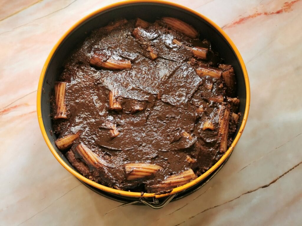 Chocolate and walnut sweet pasta ready to go on the fridge