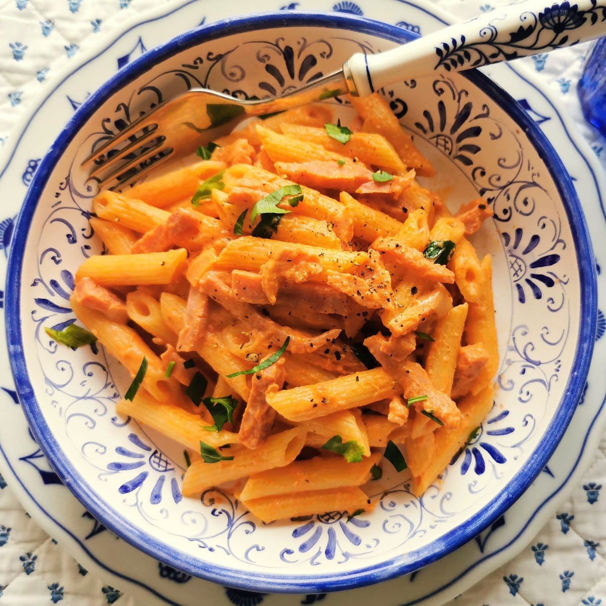 Creamy Ham and Tomato Penne al Baffo