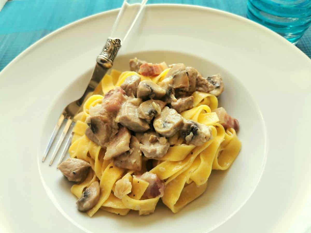 Creamy pork fillet tagliatelle pasta recipe from Trentino-Alto Adige.