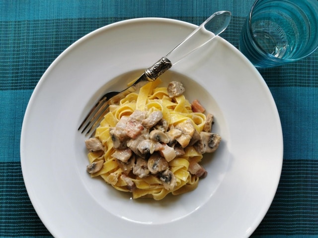 creamy pork fillet tagliatelle