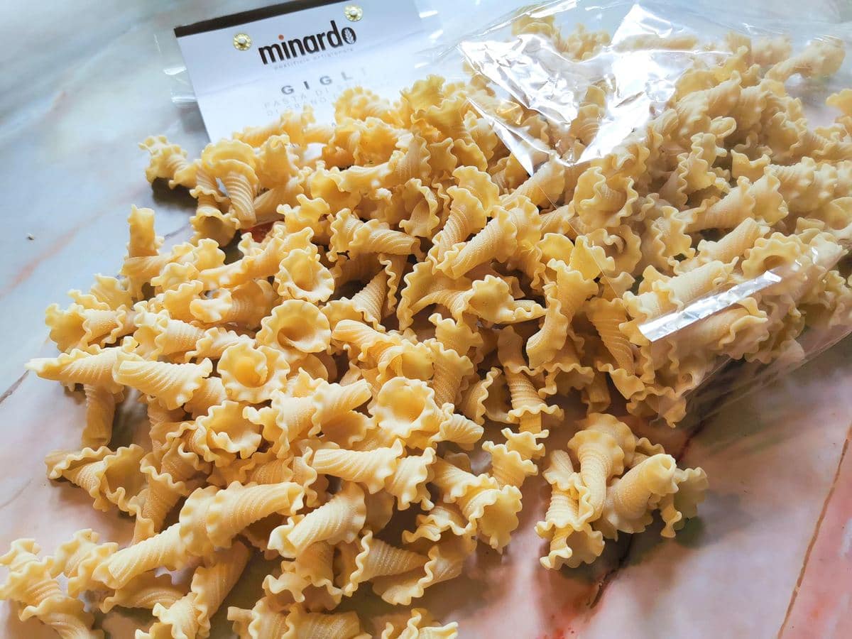 Dried campanelle pasta from pasta makers Minardo