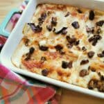 Mushroom cannelloni in a baking dish.