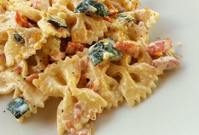 seafood pasta recipes farfalle pasta with smoked salmon & zucchini