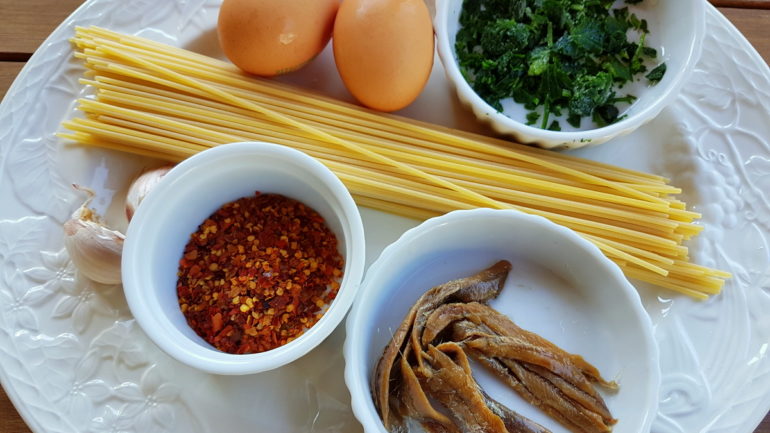 ingredients for pasta frittata from Basilicata