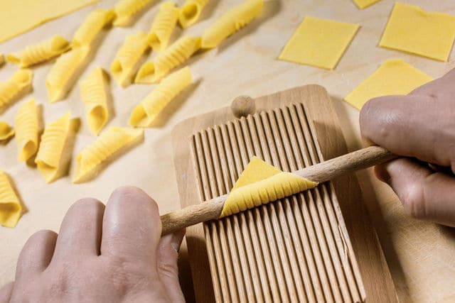 Making garganelli pasta by hand