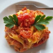 garganelli pasta with canned tuna Bolognese
