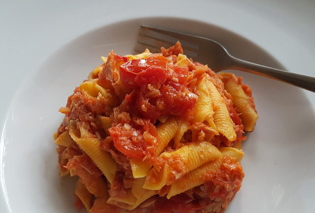 garganelli pasta with tuna Bolognese