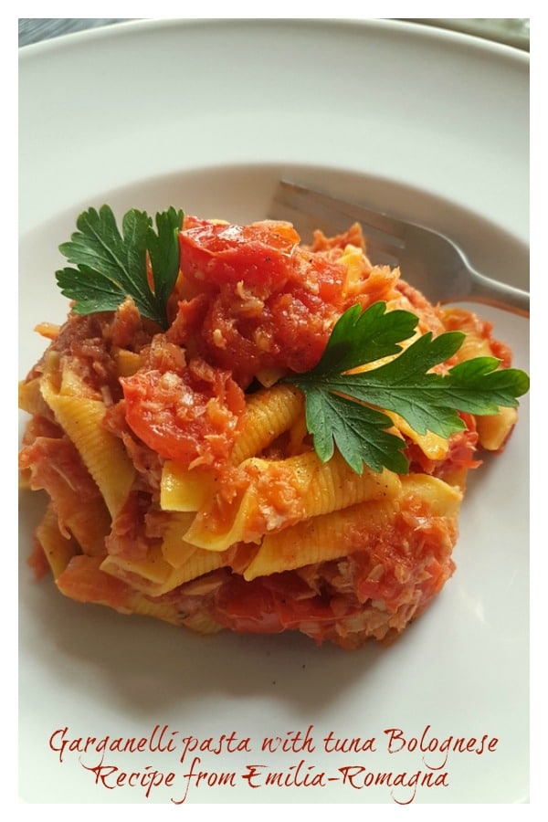 garganelli pasta with tuna Bolognese