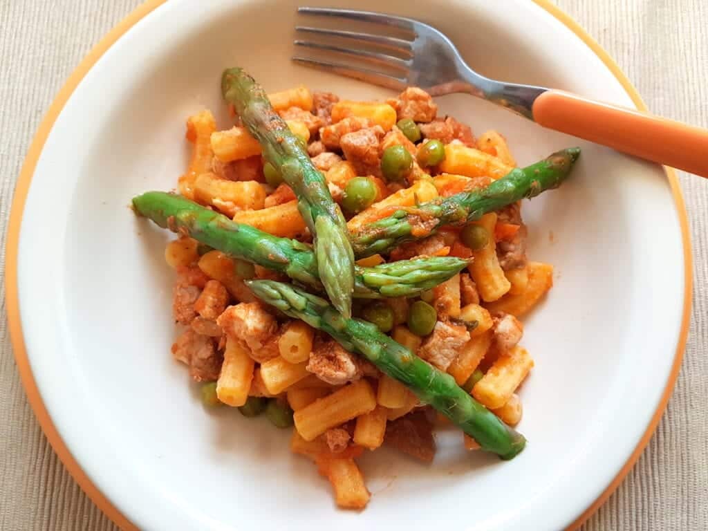 gargati with spring ragu of mixed meats and veggies