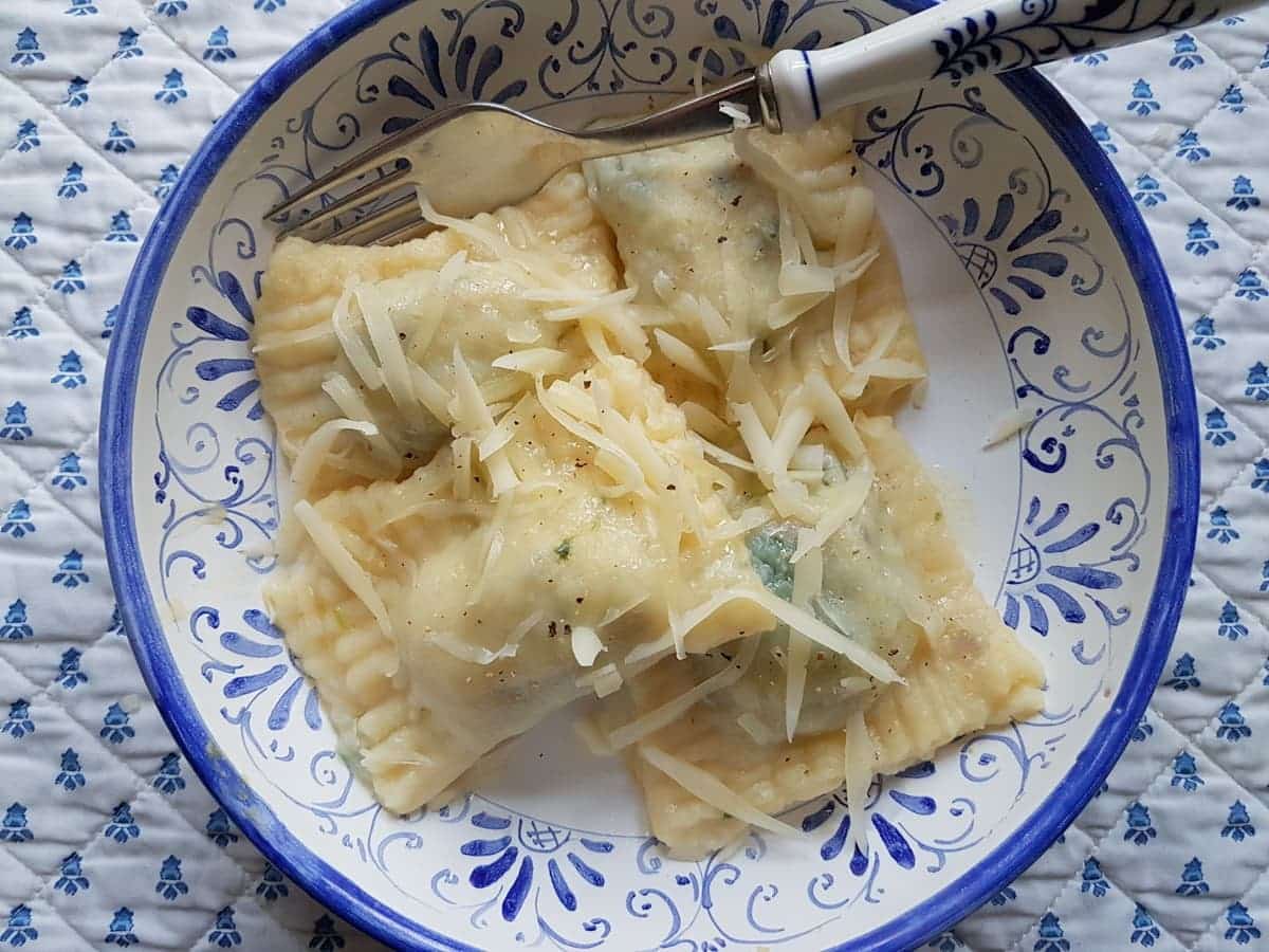 Gnocchi ravioli from Trieste called ofelle alla triestina.