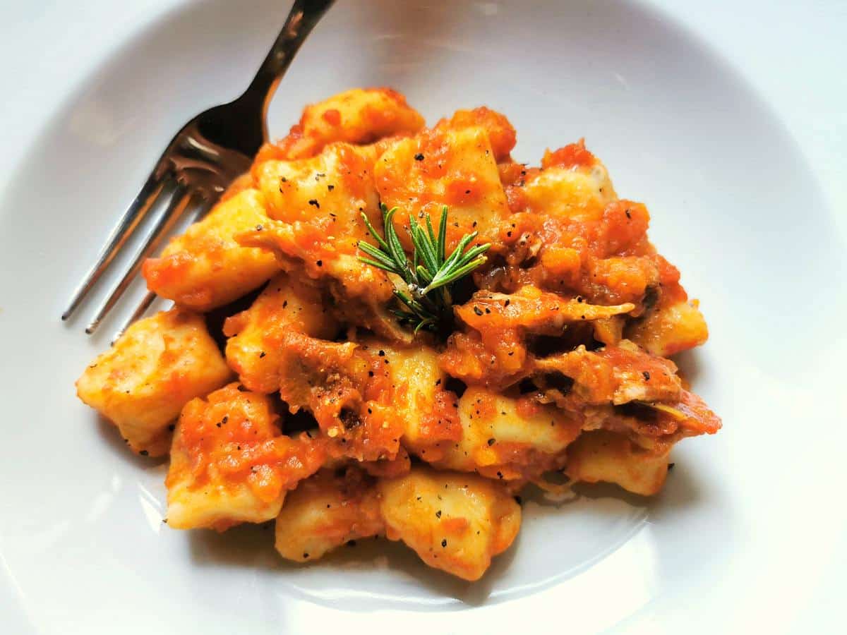 Homemade gnocchi with duck ragu