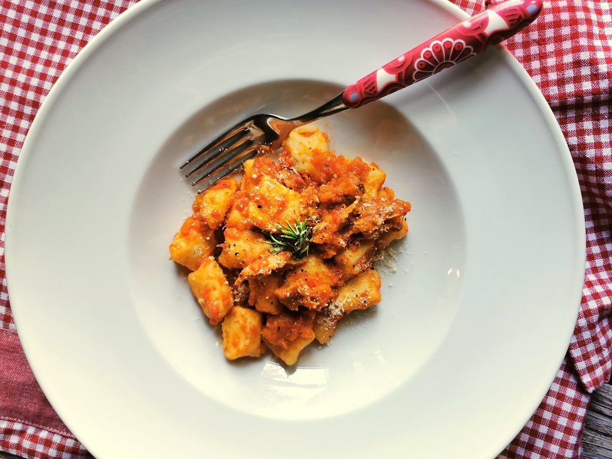 homemade potato gnocchi with duck ragu