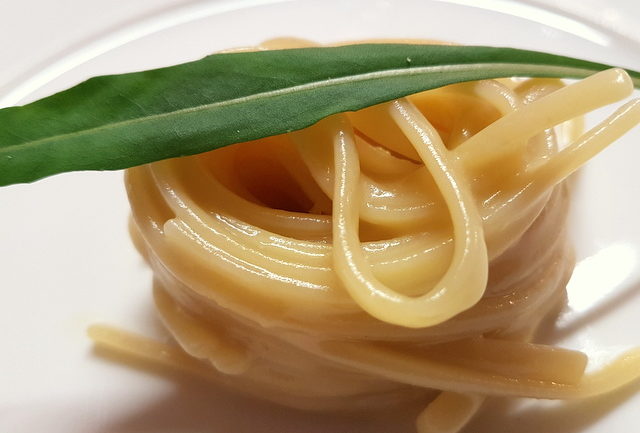 Linguine, lemon, anchovy sauce and pecorino cheese (chef Peppe Guida)