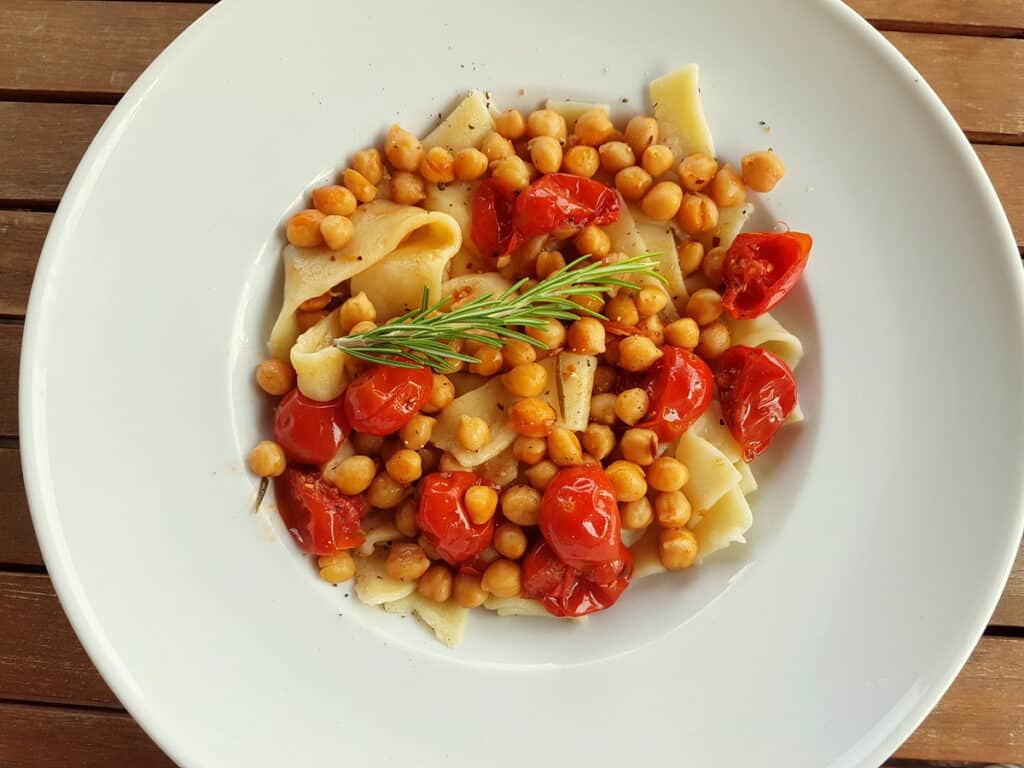 Lagane with chickpeas.pasta recipe from Calabria