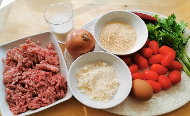 ingredients for Italian orecchiette with meatballs