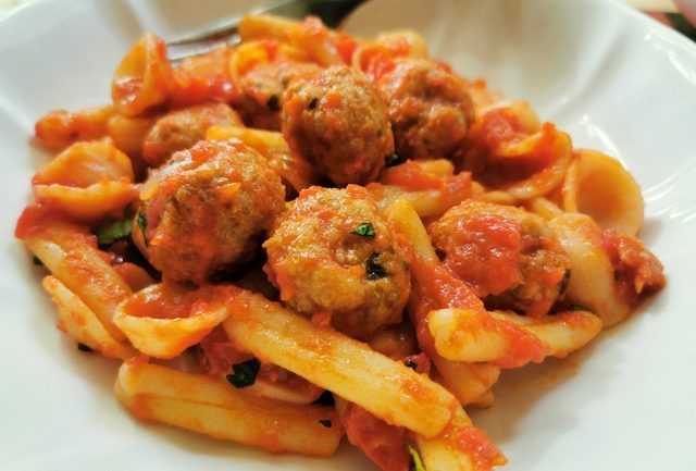 orecchiette with meatballs